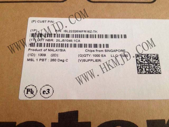 数字电位计 IC ISL22326WFR16Z-TK ISL22326 128 抽头 I²C 接口 16-QFN（4x4）