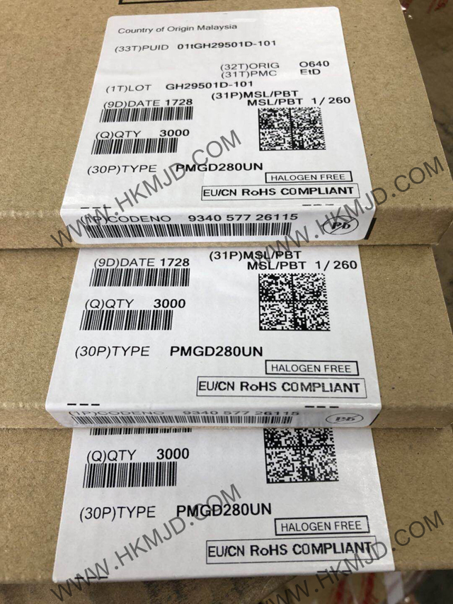 双N 沟道《PMGD280UN》MOSFET阵列 20V 870mA 400mW 表面贴装 6-TSSOP