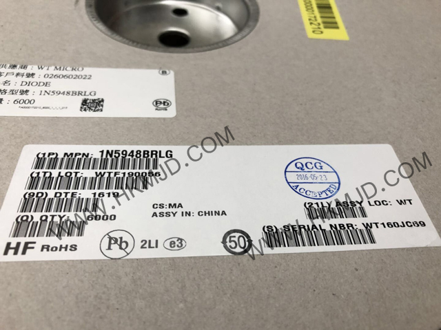 分立半导体 1N5948BRLG 二极管 - 齐纳 91 V 3 W ±5% 通孔 轴向