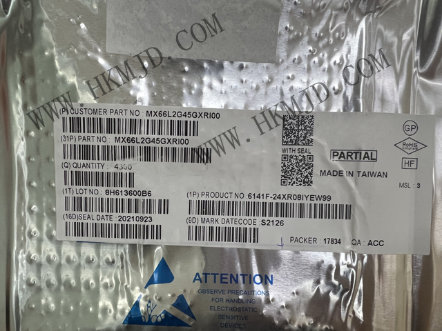 全新原装 MXIC MX66L2G45GXRI00 串行NOR闪存 2Gb SPI - 四 I/O，DTR