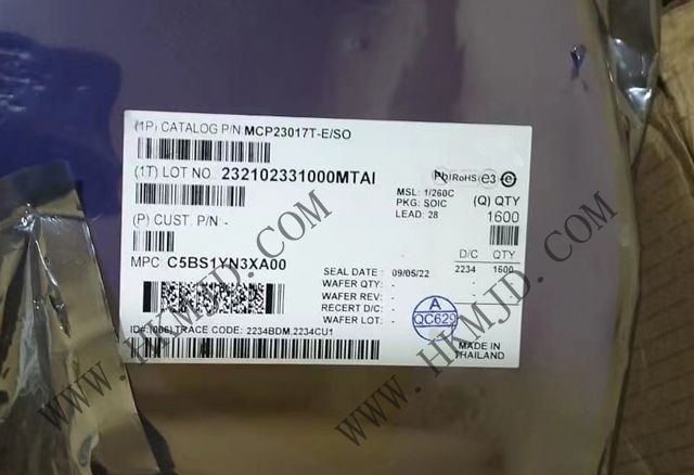 【供求Microchip】MCP23017T-E/SO 16位I/O 扩展器 I2C 1.7MHz 28-SOIC