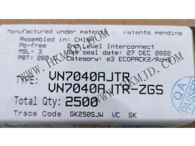 出售ST汽车芯片 VN7040AJTR 电源开关/驱动器 1：1 N 通道 24A PowerSSO-16