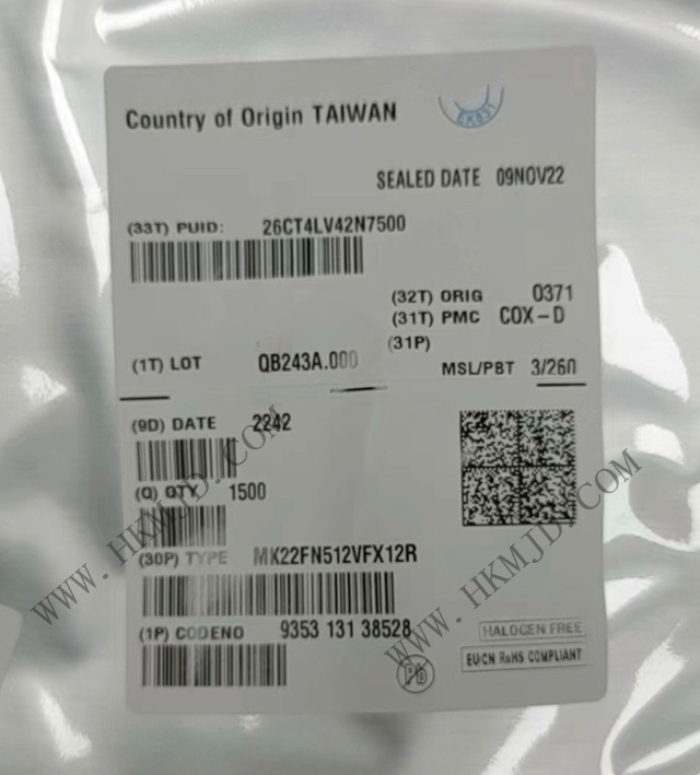 全新原装出售NXP MK22FN512VFX12R ARM微控制器 - MCU 32-bit MCU, ARM Cortex