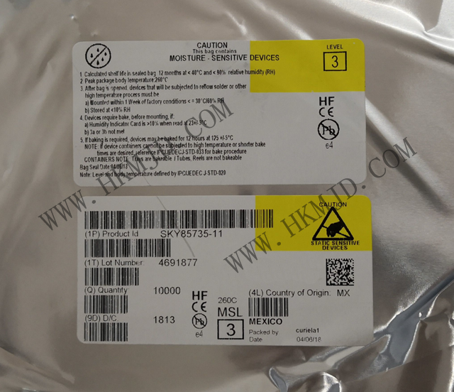 （分销Skyworks）射频前端《SKY85735-11》5 GHz、802.11ac 前端模块