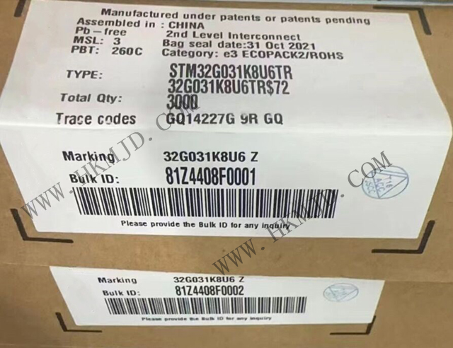 出售ST微控制器 STM32G031K8U6TR 32位单核Arm Cortex-M0+ MCU
