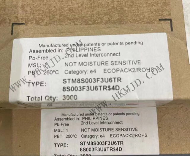 供应8位微控制器 STM8S003F3U6TR 具有8 KB Flash、16 MHz CPU和集成EEPROM