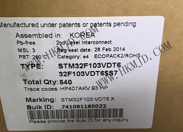意法半导体MCU STM32F103VDT6 ARM Cortex 32位微控制器
