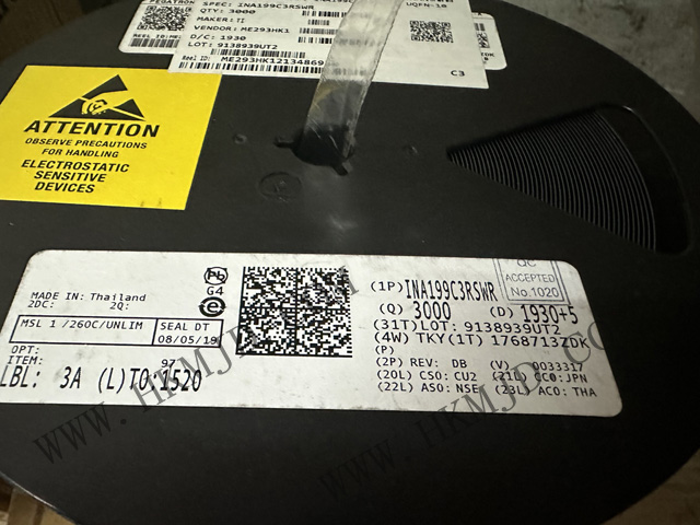 原装出售TI INA199C3RSWR 26V，双向电流感应放大器 10-UQFN -40 至 125
