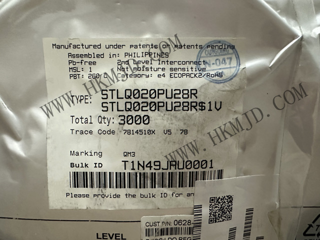 供应ST电源管理（200 mA）STLQ020PU28R 低压降(LDO)线性稳压器