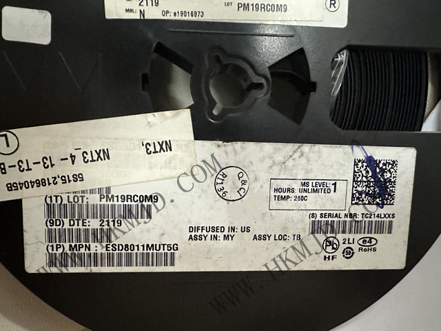 ON电路保护 ESD8011MUT5G 用于高速数据线的超低电容 ESD 保护二极管