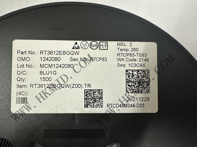 RICHTEK立锜科技电源管理IC RT3612EBGQW 2相PWM控制器