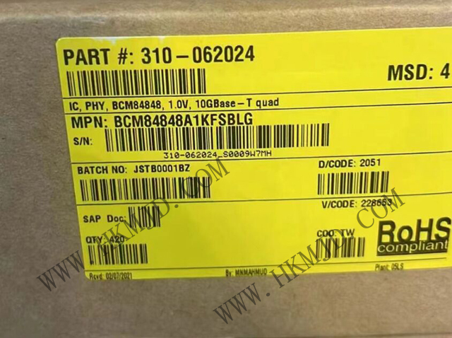 全新原装 BCM84848A1KFSBLG 四端口 10GBASE-T 以太网收发器