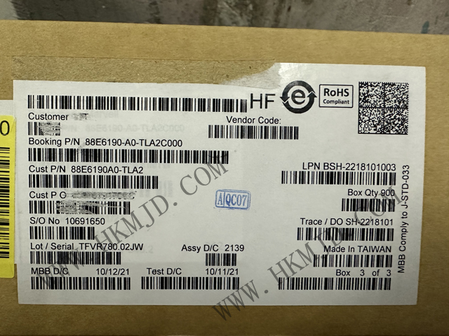 （Marvell）供应以太网 88E6190-A0-TLA2C000 以太网IC芯片 全新原装