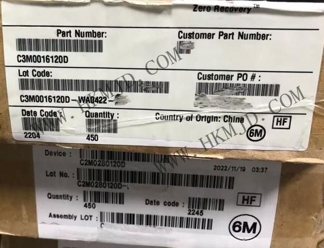 【供应碳化硅MOSFET】C3M0016120D 1.2kV 15mOHMS G3 SiC MOSFET