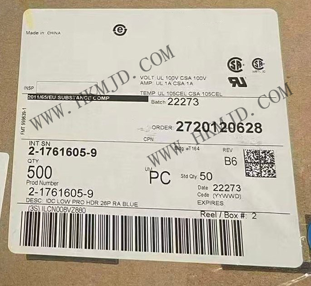 【TE/泰科连接器】2-1761605-9 针座连接器 通孔，直角 26 位置 0.100