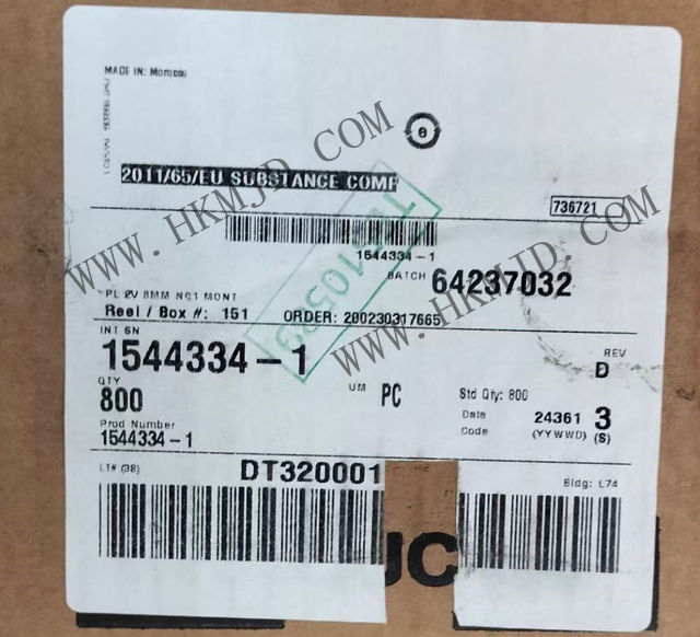 【TE泰科】汽车连接器 1544334-1 2 位置 体座 连接器 公型，接片 黑色 0.315