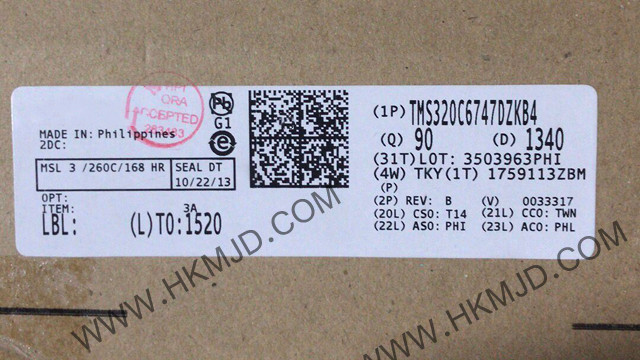 基于 C674x 内核的 TMS320C6747DZKB4 浮点数字信号处理器- 高达 456MHz