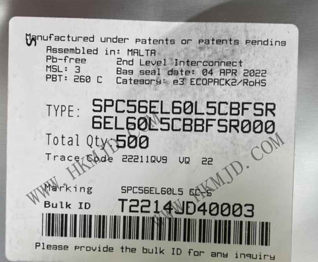 意法半导体 SPC56EL60L5CBFSR 双核 120MHz 32 位电源架构微控制器