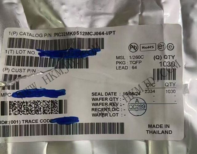 Microchip 微控制器 PIC32MK0512MCJ064-I/PT 带 FPU 和 DSP 的高性能 32 位 MCU