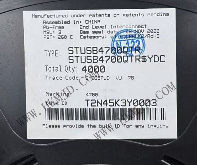 供应 [ST] USB 控制器 STUSB4700QTR 独立式 USB 电源交付控制器