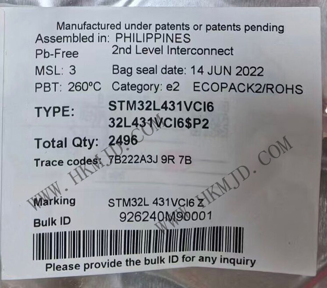 一款高性能微控制器 STM32L431VCI6 带FPU的超低功耗80 Mhz Arm Cortex-M4 MCU