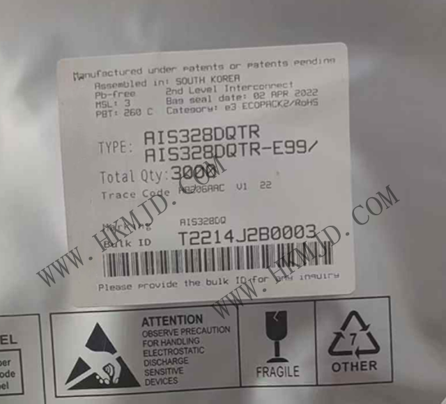 MEMS传感器_AIS328DQTR_高性能超低功耗 3 轴加速度计