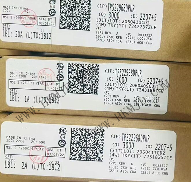 供应 TI TPS22968DPUR 双通道超低电阻负载开关，带受控导通功能
