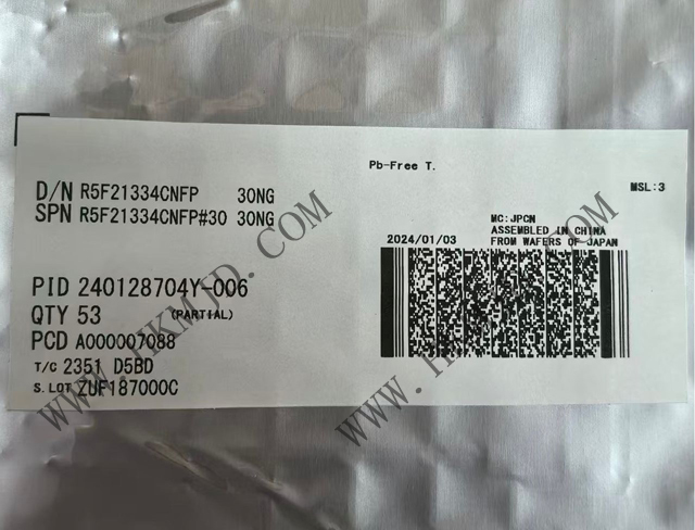 瑞萨电子【MCU芯片】R5F21334CNFP 16位微控制器，采用R8C CPU内核