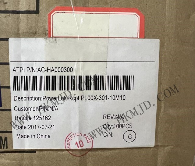 安费诺 PowerLok™ PL00X-301-10M10 电动汽车连接器 —— GEN 1 单极 1000V/300A 高压插座