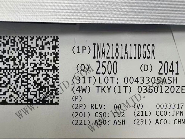 供应 TI INA2181A1IDGSR 26V 双通道双向 350kHz 电流检测放大器